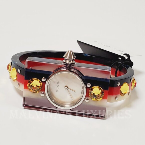 GUCCI WATCH YA143524 WEB BANGLE MOTHER OF PEARL JEWELS BEE main image 12